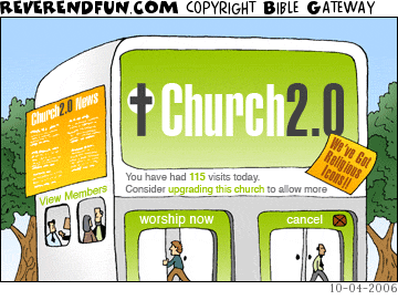 DESCRIPTION: A church in the style of web 2.0 websites. CAPTION: 