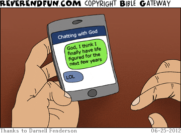 DESCRIPTION: Texting with God CAPTION: 
